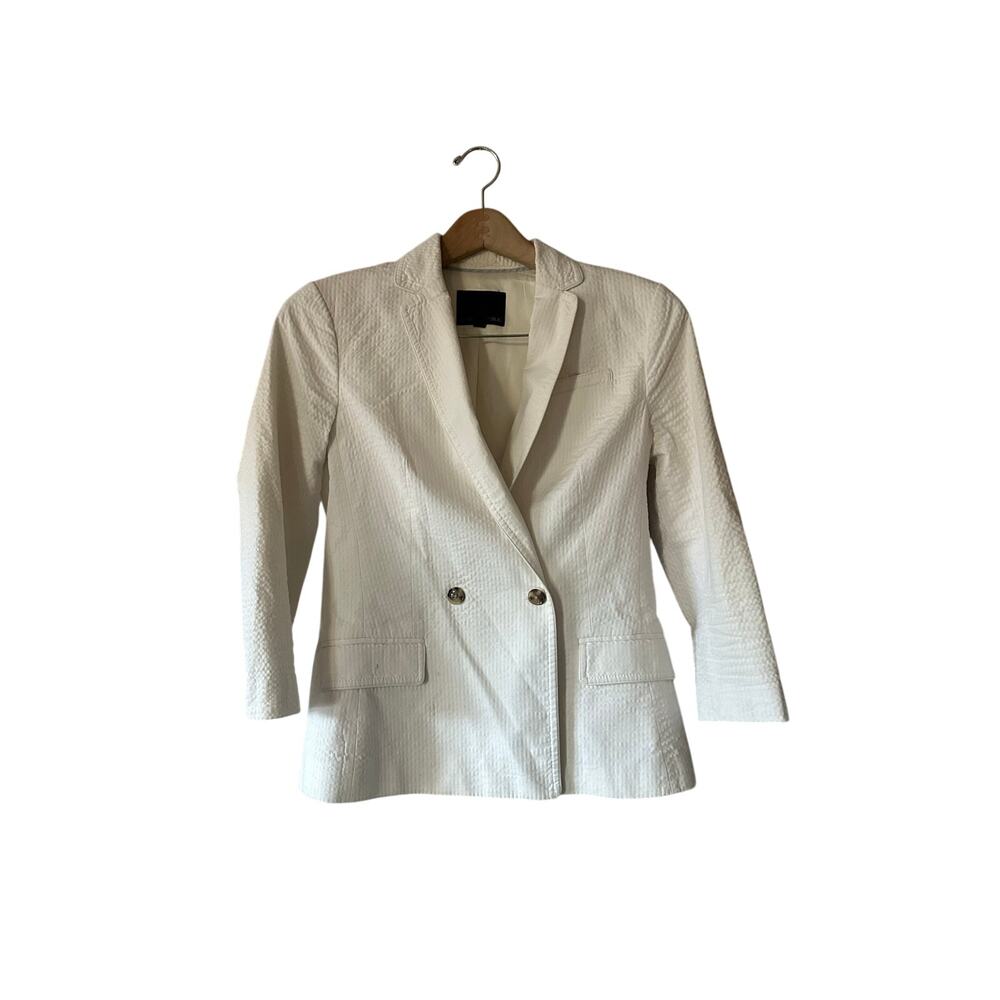 Banana Republic White Seersucker Blazer Size 4 Cotton